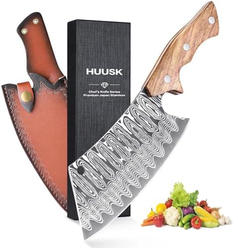 Huusk cleaver butcher bbq knife with sheath