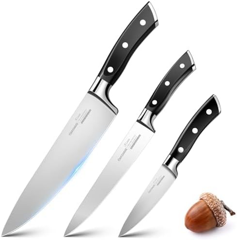 Three piece carbon steel knife set