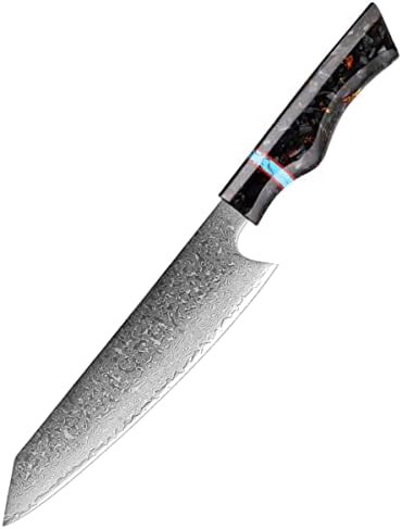 Damascus steel kiritsuke knife with sheath