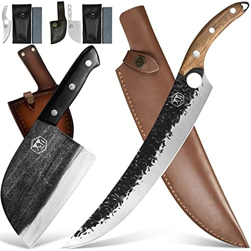 Stainless steel chef boning knife with sheath