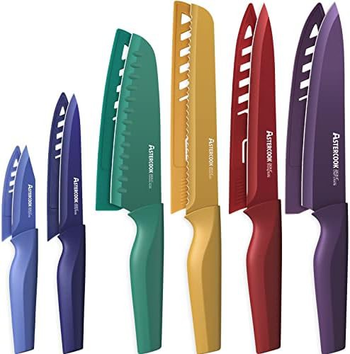 Color coded twelve piece stainless steel set