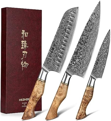 Damascus steel santoku kitchen knife