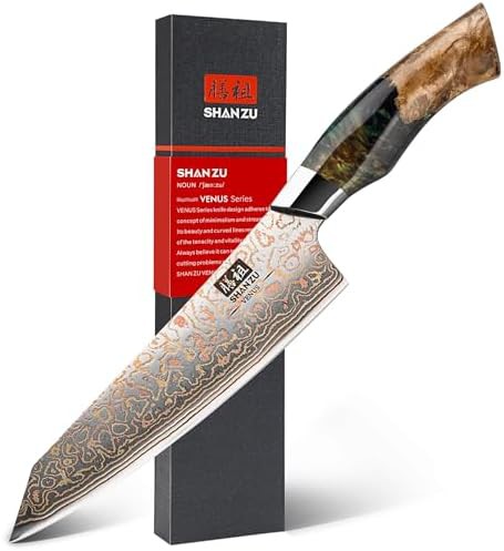 Eight inch Japanese Damascus kitchen chef knife