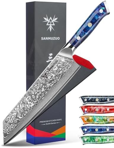 Sapphire blue resin handle kiritsuke knife