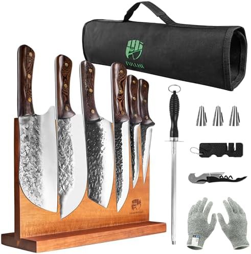 High carbon hand forged fish knife with sheath