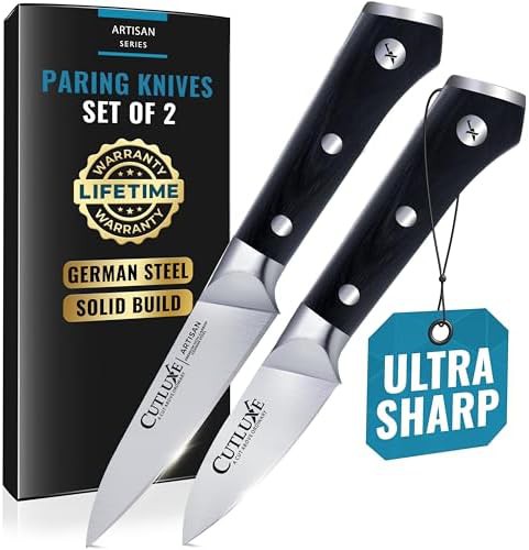 Two piece paring and peeling knife set