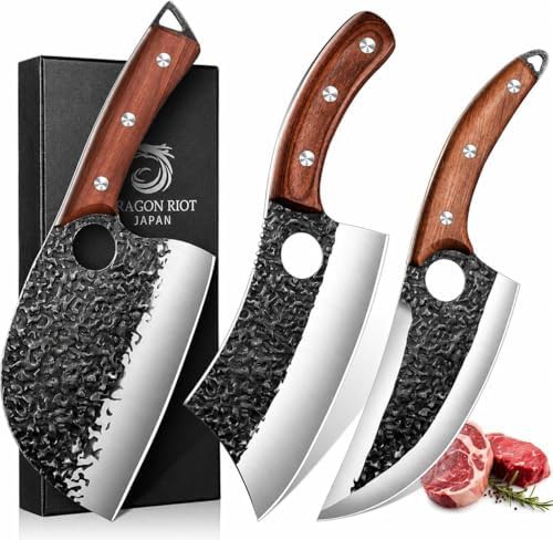 High carbon Serbian cleaver 3 piece set