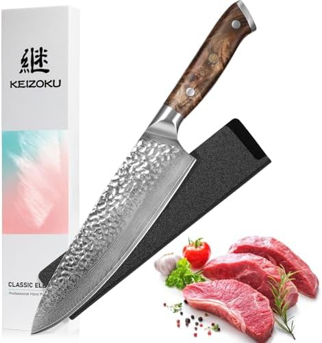 Damascus gyuto with G10 handle and sheath