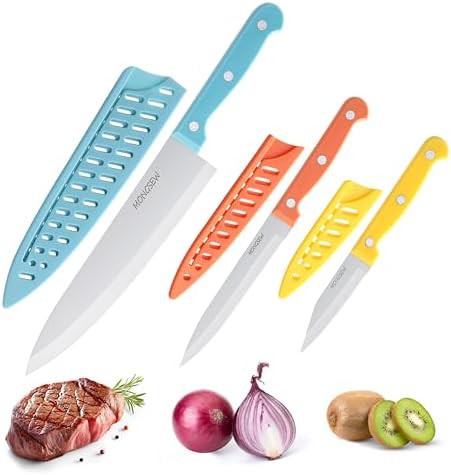 Stainless steel utility knife set with colors