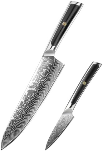 Two Piece Damascus Chef and Paring Set