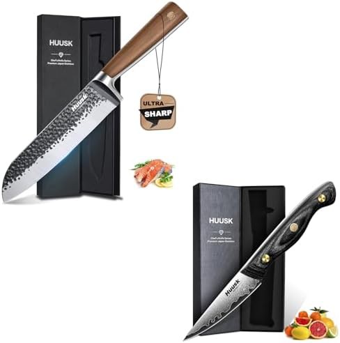 Hand forged santoku and paring knife set