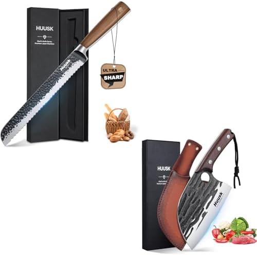 Serbian chef knife and serrated bread set