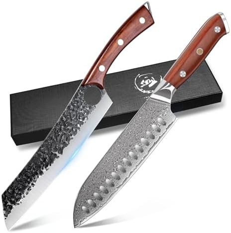 Purple dragon 8.5 inch cleaver and santoku knife