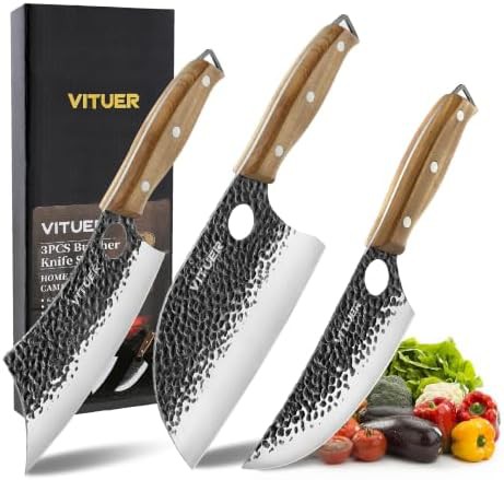Hand forged three piece butcher set