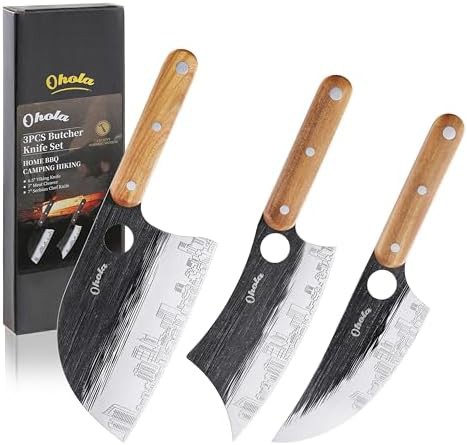 Three piece serbian and viking butcher set