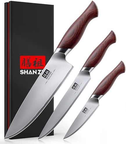 Japanese three piece high carbon stainless steel knife set