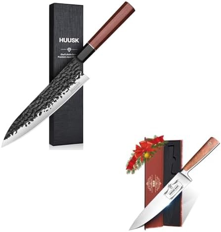 Hand forged eight inch chef knife pair