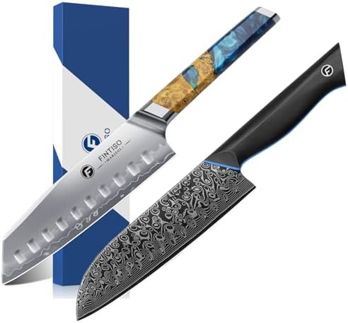 Santoku S35vn and damascus 7 inch knife