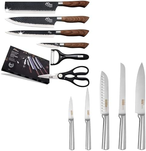 Black six piece professional bbq knife set