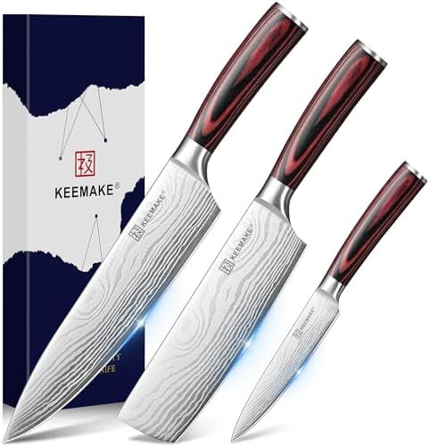KEEMAKE 3 piece nakiri knife set