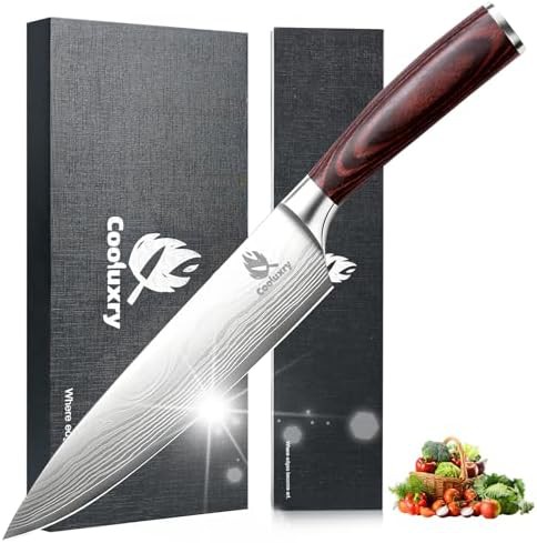 High carbon stainless chef knife with pakkawood