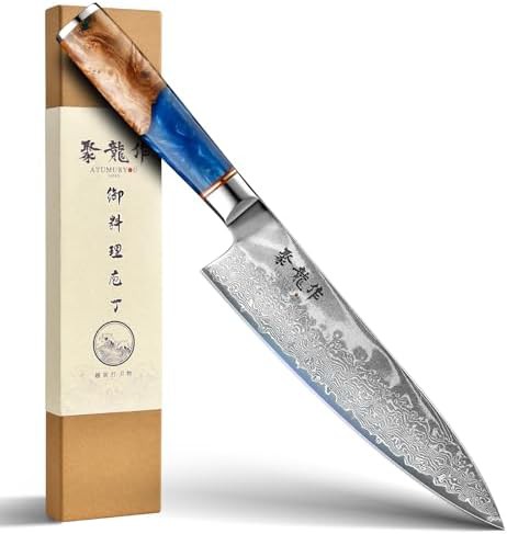 Damascus chef knife with resin handle