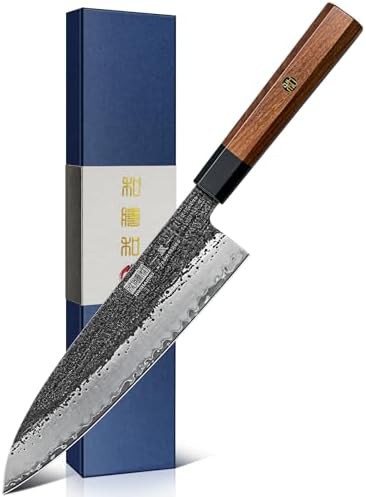 Layered high carbon steel chef knife 8 in