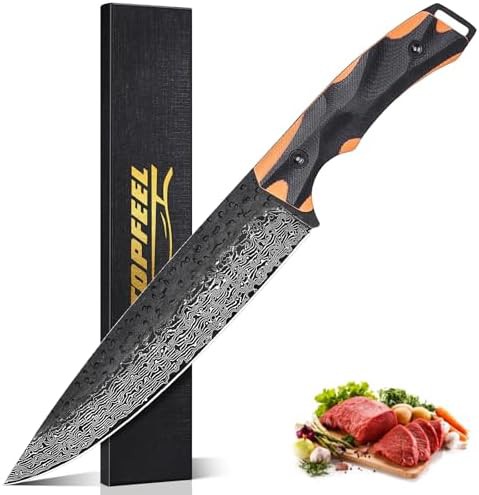 Black forged 8 inch Damascus knife