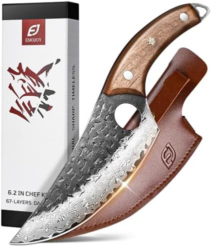 Damascus steel outdoor chef knife with walnut handle