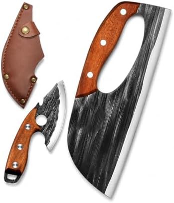 Hand forged chef and cleaver set